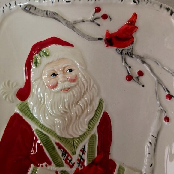 Fitz and Floyd Santa Ceramic Tray Winterberry 2012 12"x5.5" Handmade Traditional - Picture 3 of 7